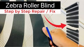 How to Fix Zebra Roller Blinds Fabric Step by Step  Blinds Repair DIY  Zebra Shades [upl. by Soalokin]