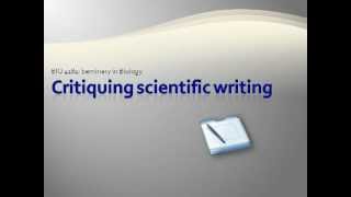 Critiquing Scientific Writing [upl. by Niamjneb]