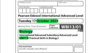 A level  Biology  Unit 3  October 2023  Edexcel [upl. by Sayette]