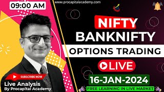 16 January Live Trading  Nifty Banknifty Live Options Trading  Nifty 50 Live nifty50 live [upl. by Gaige]