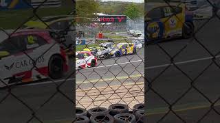 First lap of BTCC round 4 Brands hatch before it was stopped by a red flag [upl. by Noisla]