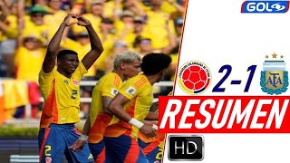 Colombia vs Argentina 21 Resumen y Goles  GOL CARACOL [upl. by Ijat]