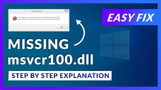 msvcr100dll Missing Error  How to Fix  2 Fixes  2021 [upl. by Volkan725]