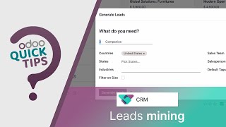 Odoo Quick Tips  Leads mining CRM [upl. by Oiragelo]