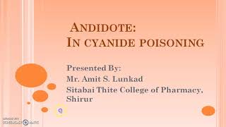 Antidotes In cyanide poisoning [upl. by Honey]