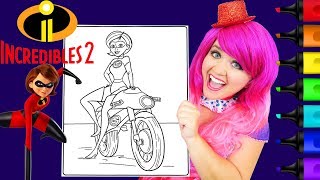 Coloring Elastigirl Incredibles 2 Motorcycle Coloring Page Prismacolor Markers  KiMMi THE CLOWN [upl. by Uwkuhceki]