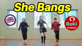 She BangsBeginner Line Dance쉬운 초급 라인댄스 [upl. by Anuska387]