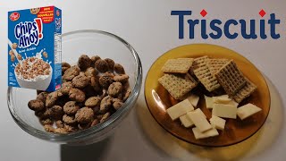 CHIPS AHOY CEREAL amp TRISCUITS WITH HAVARTI CHEESE ASMR MUKBANG [upl. by Straus]