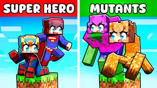 SUPERHERO vs MUTANT One Chunk in Minecraft [upl. by Ekez408]