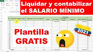 Como Liquidar el SALARIO MINIMO 2021 en COLOMBIA con Excel plantilla gratis [upl. by Ecirbaf176]