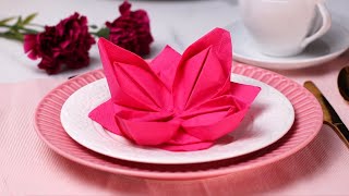 How to fold a FLOWER NAPKIN [upl. by Oned904]