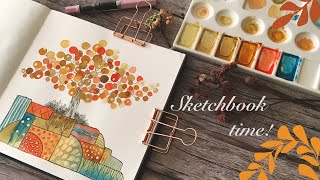 Sketchbook Time Color Play With Kuretake art nouveau set  Ink amp gold [upl. by Siramaj89]