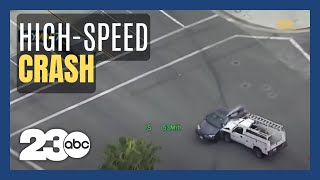 LIVE Police chase underway in LA area HUGE CRASH [upl. by Aneres]