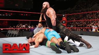 Braun Strowman vs local competitors  4on1 Handicap Match Raw Feb 6 2017 [upl. by Paxton]