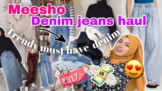 Meesho jeans haul under ₹800 😱 must have denim  recent URBANIC trendy denim 👖 denim haul‼️🛍️ [upl. by Brenk]