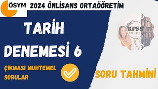 2024 ÖNLİSANS ORTAÖĞRETİM TARİH DENEME 6 kpss2024 kpsstarih kpssdeneme kpssönlisans kpss2024 [upl. by Eggett]