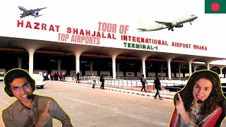 Tour of Dhaka Hazrat Shahjalal International Airport  Top Airports  French amp Indian React [upl. by Tedd]