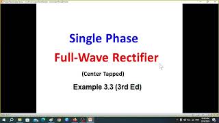 Example 33 PE 3rd ed  FullWave Rectifier  Efficiency  FF  RF  TUF  PIV  CF  PF [upl. by Scurlock]