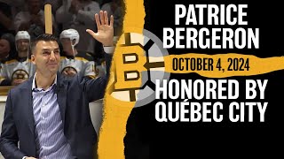 Patrice Bergeron Honored By Québec City Prior To Bruins Preseason Game [upl. by Nirtiak]