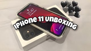 iPhone 11  accessories UNBOXING  black 64gb 🖤 [upl. by Acisse]