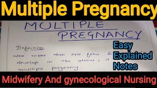 Notes Of Multiple Pregnancy in Midwifery And Gynecological Nursing in Hindi [upl. by Gabby]