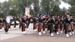 Massed Pipes amp Drums 70th Anniversary Operation Market Garden John Frost Bridge 19 Sept 2014 [upl. by Ennovi]