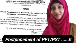 Postponement of PETPST for various posts advertised by jkssb [upl. by Catina263]