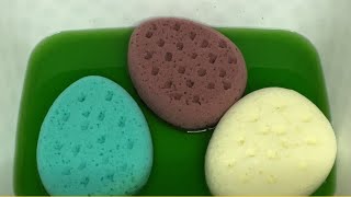 ASMR NEW BATH SPONGES SQUEEZING  RINSING ⚪️🟢🟤 [upl. by Modeste]