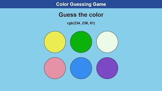 Color Guessing Game using HTML CSS and JavaScript [upl. by Atinid541]