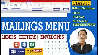 12 Mailings Menu in MsWord  Envelopes Lables वर्ड में मेल मर्ज में लैटरलेबल लिफाफे कैसे बनाये [upl. by Noneek616]