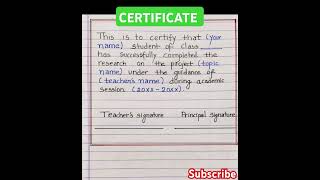 Certificate for project l how to write certificate for project l certificate for school project [upl. by Virgina]