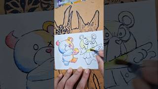 Part 2  Teddy bears 🧸  art illustration drawing sketch watercolor lukisan [upl. by Jolyn]