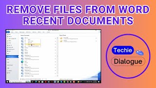 How To Remove Files From Word Recent Documents [upl. by Riki]