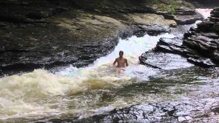 Ohiopyle Meadow Run Natural Water Slide High Water [upl. by Konyn]