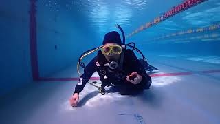 Female Diver is Diving with World Dive Neoprene Drysuit in Pool [upl. by Ozen53]