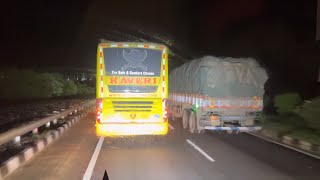 KAVERI SCANIA VS BSR VOLVO 9600s at Full High Speed 120 kmph dangerous ￼overtaking [upl. by Countess]