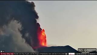 July 4 2024 Huge Strombolian eruption begins from Etna volcano Voragine crater at the summit [upl. by Enra]