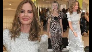 Trinny Woodall 60 looks incredible in a silver sequin maxi dress as she celebrates her flagship [upl. by Esinned]