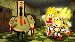 SUPER SONIC FAMILY VS SCARY TEACHEREXE IN ROBLOX [upl. by Leonie]