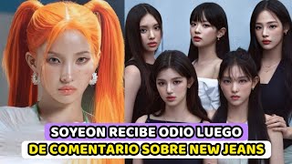 SOYEON RECIBE ODIO LUEGO DE COMENTARIO SOBRE NEW JEANS quotNO QUIEREN SE INVOLUCRE CON ELLASquot [upl. by Nuahsel]