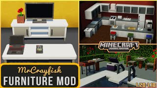 🛋️MRCRAYFISH FURNITURE ADDON for MINECRAFT PE 120  118 addons [upl. by Aruon]