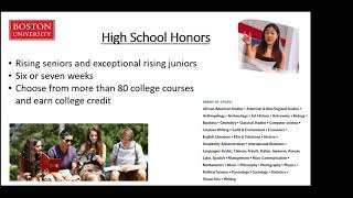 PreCollege Programs at BU Summer Term  Webinar 2021 [upl. by Spatola]