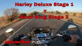 Stage 1 Harley Deluxe v Stage 2 Road King with SE Power Cam [upl. by Muraida]