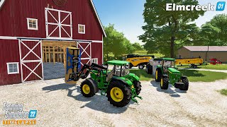 Farming Simulator 22🔸Elmcreek 01🔸Starting a NEW Farm Harvesting Wheat amp Oat Plowing amp Liming🔸4K [upl. by Yvi]