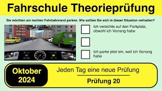 🚘 Führerschein Theorieprüfung Klasse B 🚗 Oktober 2024  Prüfung 20🎓📚 [upl. by Nacul]