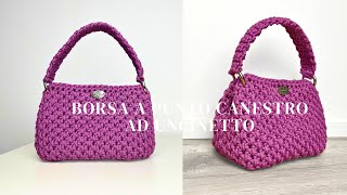 Tutorial Borsa facile fatta a mano ad uncinetto a punto canestro  easy crochet bag [upl. by Neehsas37]