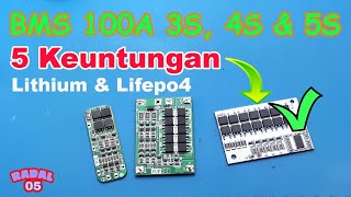 Cara Pasang BMS 100A 3S 4S 5S Lithium atau Lifepo4  BMS 100A BM3451 [upl. by Idnil]