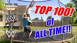 Top 100 WWE Finishers of ALL TIME on Trampoline Parts 1 amp 2 Combined [upl. by Jeni]