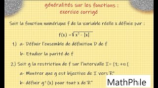 Généralités sur les fonctions 1er bac SM exercice 1 [upl. by Kimber]