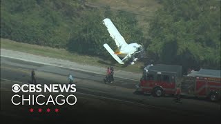 Plane towed after landing on Irving Park Road  Raw Video [upl. by Asseneg]